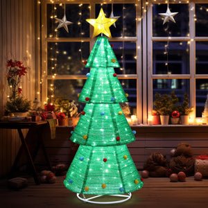 6FT Pre-Lit LED Pop-up Christmas Tree 200 LED lights Pre-Decorated Quick & Easy