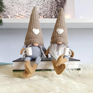 2 Pcs Gnomes Plush Bar Decor, Handmade Swedish Tomte Gifts Farmhouse Scandinavian Figurine Gnome
