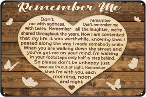 Remember Me Tin Sign Vintage Home Bar Kitchen Room Wall Decor Memorial Gift , 8 X 12 Inch