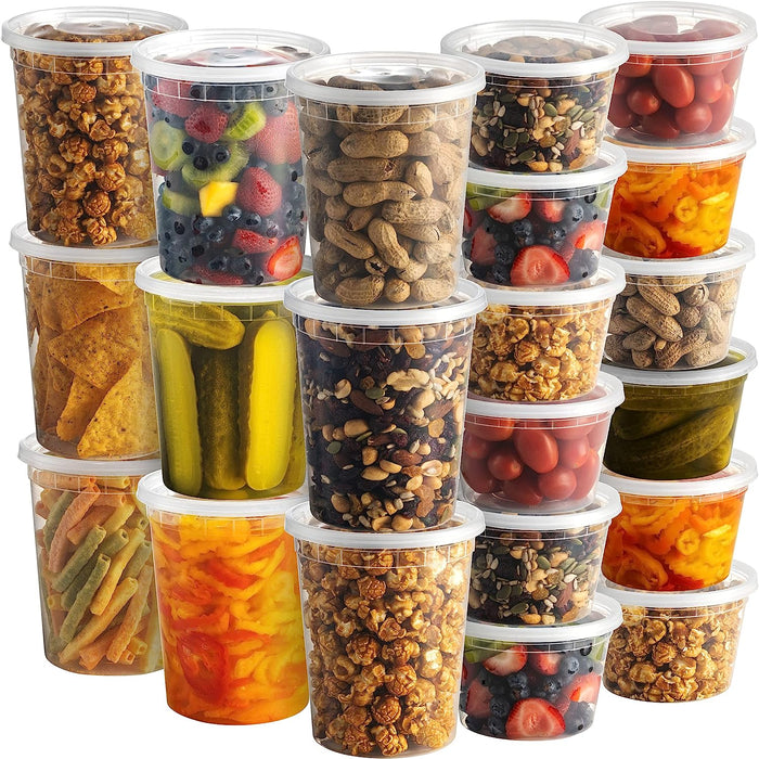 Food Containers with 54 Lids - (48 Sets) 24-32 Oz Quart Size & 24-16 Oz Pint Size For Airtight