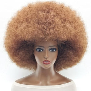 Afro Wigs for Black Women Short Curly Afro Kinky Wig 70s Funny Large Bouncy Fluffy Puff Wigs, Brown