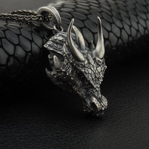 Men's Fashion Jewelry Silver Dragon Viking Pendant Necklace