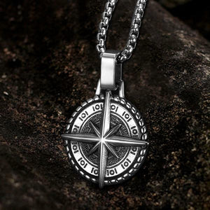Mens Vintage North Stars Nautical Compass Pendant Necklace Stainless Steel Gift