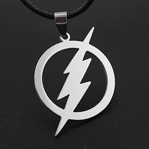 Flash Lightning Pendant Necklace Stainless Steel Superhero Fast Comic