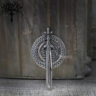 Mens Stainless Steel Nordic Norse Viking Odin Shield Pendant Necklace Men