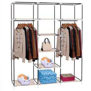 69" Clothes Rack Closet Wardrobe Clothes Storage Organizer with Metal Shelves