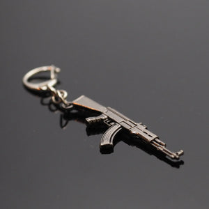Keychain Rifle Machine Gun Model Metal Keyring Key Ring Chain Black Gift