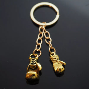 Boxing Golden Gloves Keychain Keyring Pendant Key Chain Ring Gift - Gold Color