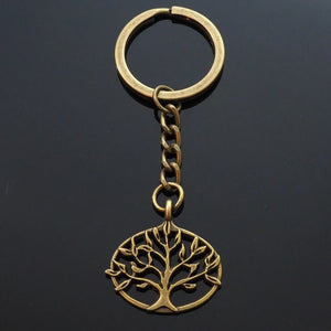 Tree of Life Keyring Hollow Leafs Bronze Charm Pendant Keychain Key Chain Gift