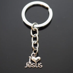 I Love Jesus Heart Christian Christianity Charm Keychain Gift Key Chain Ring