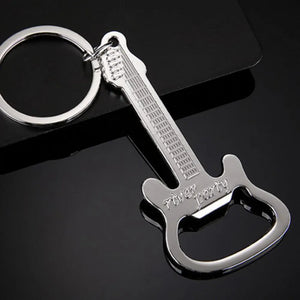 Electric Guitar Shape Keychain Smooth Silver Rock & Roll Bottle Opener Beer Gift