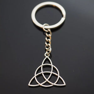 Celtic Hollow Knot Trinity Amulet Irish Triquetra Charm Silver Keychain Gift