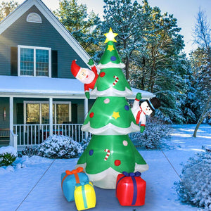8FT Inflatable Christmas Tree with Led Lights Blow Up Santa Claus Snowman Décor