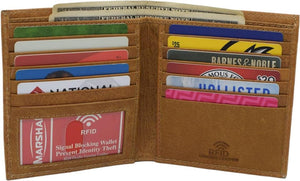 Bifold Hipster Credit Card Wallet RFID Blocking Men's Cowhide Leather Wallet