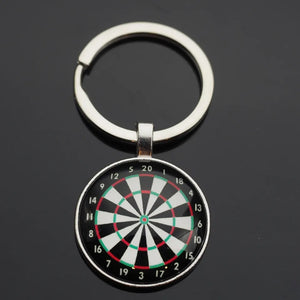 Dart Board Glass Dome Cabochon Keychain Key Chain Ring - Darts Sport Player Gift