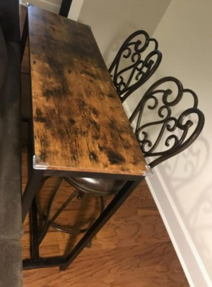 Rustic Bar Table Narrow, 47.2" Pub Dining High Table Bistro Table with Metal Frame ONLY TABLE