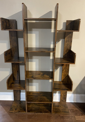 Bookshelf, Tree-Shaped Bookcase with 13 Storage Shelves, Rounded Corners, 33.9”L x 9.8”W x 55.1”H