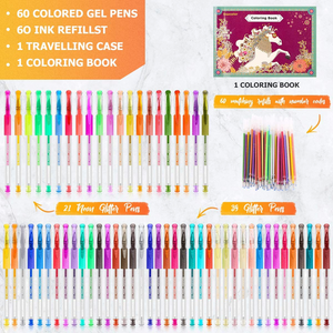 ✏️New💕 120 Pack Glitter Gel Pens for Adult, Artist Supplies Colored Neon Glitter Gel Marker Pens