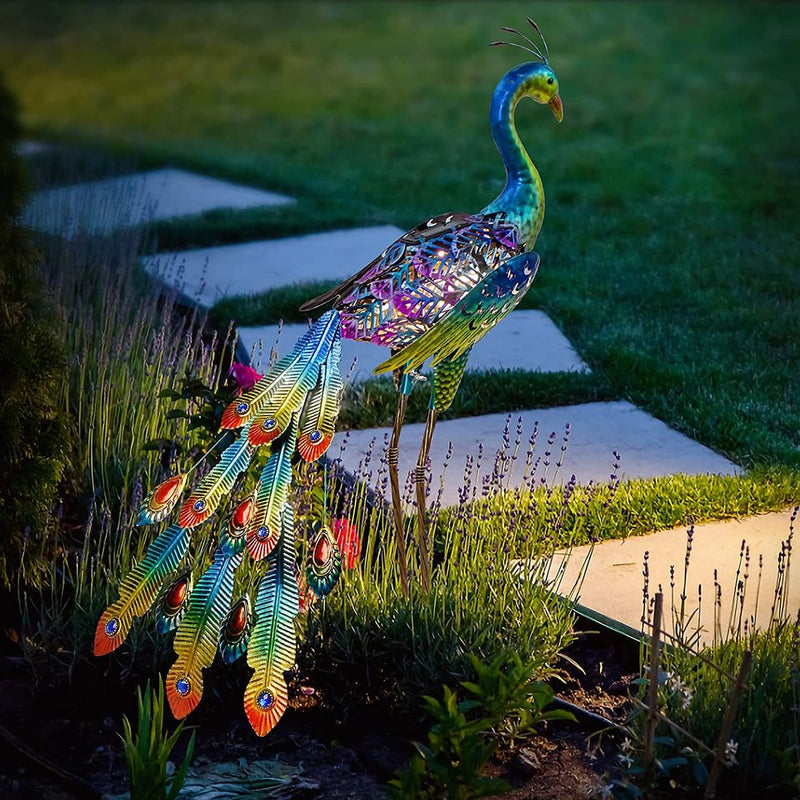 Metal Peacocks Solar Garden Decor Outdoor Statues Sculptures With Led Shop Premium 4928