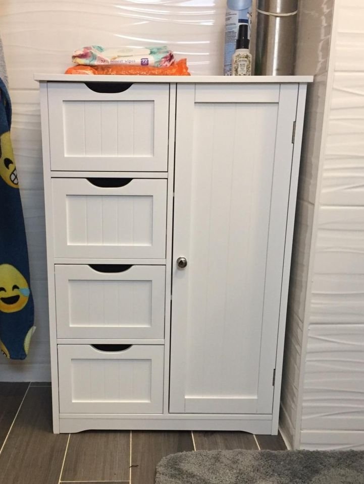 Cute White Dresser with 4 Drawer & Cupboard, Entryway, Cabinet Storage –  Shop Premium