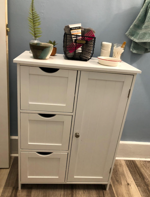 Bathroom Storage Cabinet, Floor Cabinet with 3 Large Drawers and 1 Adjustable Shelf