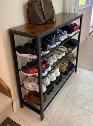 Shoe Rack, 5-Tier Shoe Storage Organizer with 4 Metal Mesh Shelves