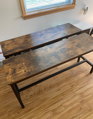 Pair of 2 Dining Benches, Industrial Style Indoor Benches