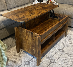 Lift Top Coffee Table w/Hidden Storage & 2 Open Shelves
