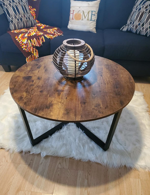 Round Coffee Table with Metal Frame
