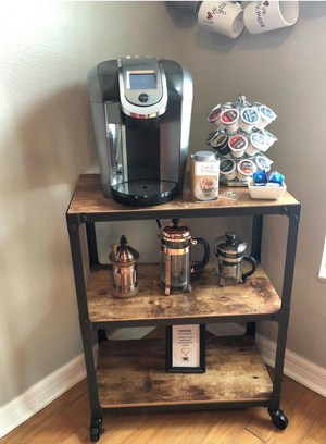 Rolling Bar 3 Tier Cart, Rustic Brown