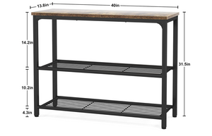 Sofa Table Console Table with Double Mesh Shelves