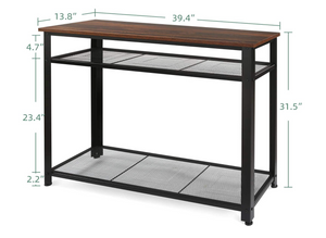 Industrial Console Table with Storage Shelf for Entryway