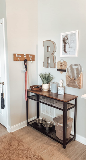 Industrial Console Table with Storage Shelf for Entryway