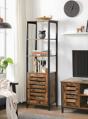 Lowell Tall Cabinet, 4-Tier Storage Cabinet with Door