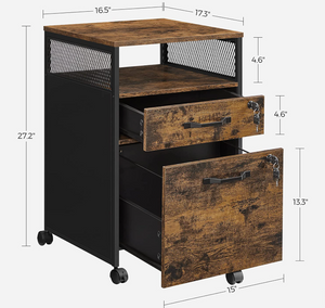 File Cabinet with Lock, Filing Cabinet with 2 Storage Drawers