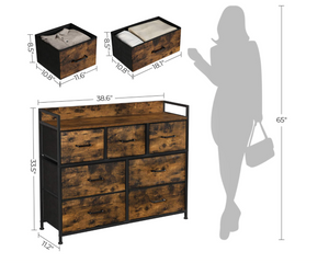 Drawer Dresser, Chest of Drawers, Closet Storage Dresser, 7 Fabric Drawers