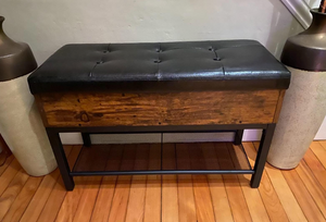 Shoe Bench, Padded Bench with Storage Box and Shoe Shelf