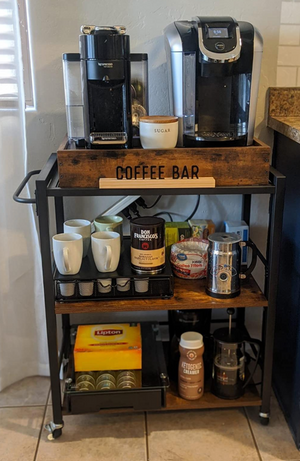 Bar Cart, Kitchen Serving Cart, Utility Cart with Wheels and Handle