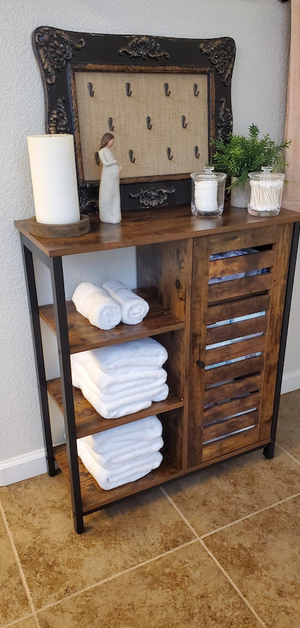 Storage Cabinet,3 Open Shelves and Closed Compartments, for Bathroom,Kitchen