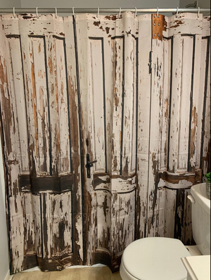 Fabric Barn Door Shower Curtain for Bathroom 72Wx72H Inch