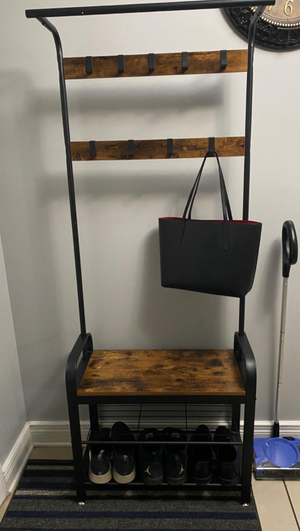 Coat Rack, Hall Tree with Shoe Bench for Entryway