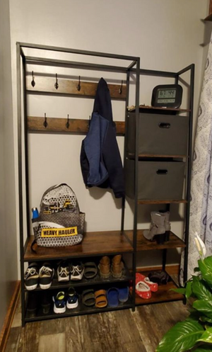Hall Tree with Storage Bench, 5-in-1 Entryway Shelf with Coat Rack