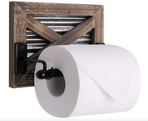 Farmhouse Bathroom Toilet Paper Holder - Rustic Country Decor  - Warm Brown Wood