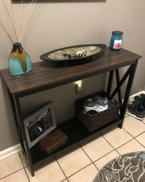 Console Table 2-Tier with Storage Shelf,X-Design Bookshelf Narrow Accent Table