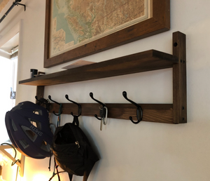 Wall Hooks with Shelf 28.9 Inch Length Entryway Wall Hanging Shelf Wood Coat Hooks