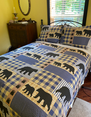 Quilt Set Queen Size Rustic Bedspread Coverlet Bed Queen Quilt Bedding Set Lodge Cabin Bear Bedding