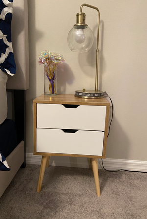 Set Of 2 End Side Table Nightstand with Storage Drawer -Fashion Modern Assemble Storage Cabinet