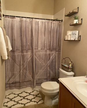 Rustic Wooden Barn Door Decor Shower Curtain for Bathroom, Western Country Theme 69 x 70 inch
