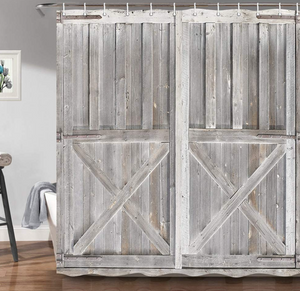 Rustic Wooden Barn Door Decor Shower Curtain for Bathroom, Western Country Theme 69 x 70 inch