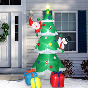 8FT Inflatable Christmas Tree with Led Lights Blow Up Santa Claus Snowman Décor